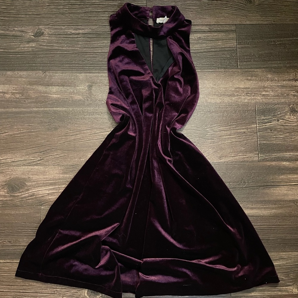 Blu Spero Purple Velvet Halter Dress
